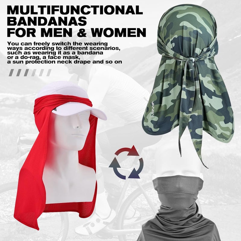 YANIKY Bandanas Skull Caps for Men, Do Rag Women Breathable Helmet Liner, 3 in 1 Face Covering UV Sun Protection Neck Drape Durags - Image 4